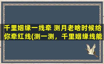 千里姻缘一线牵 测月老啥时候给你牵红线(测一测，千里姻缘线能不能为我牵？)